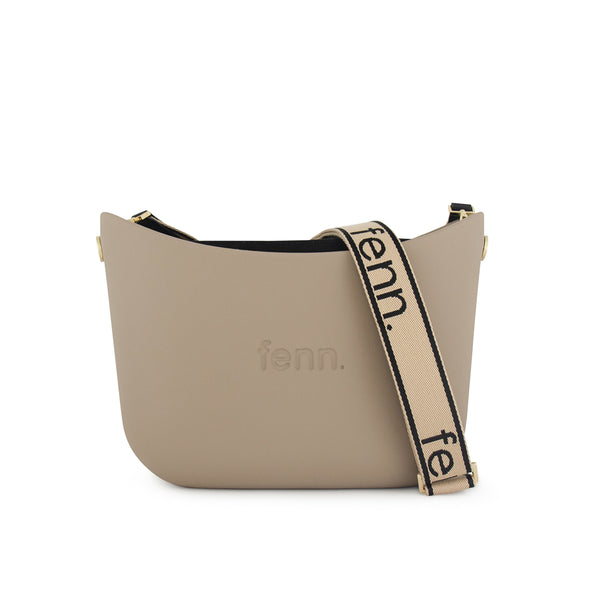 FENN BAG MESSENGER STONE BLACK ON BEIGE CANVAS
