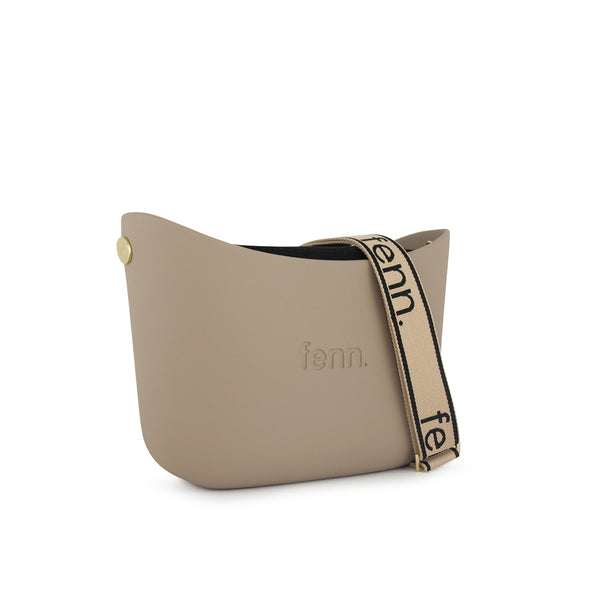 FENN BAG MESSENGER STONE BLACK ON BEIGE CANVAS