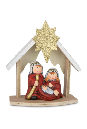 CHRISTMAS KRIPPE KERAMIC HOLZ 14XX15CM