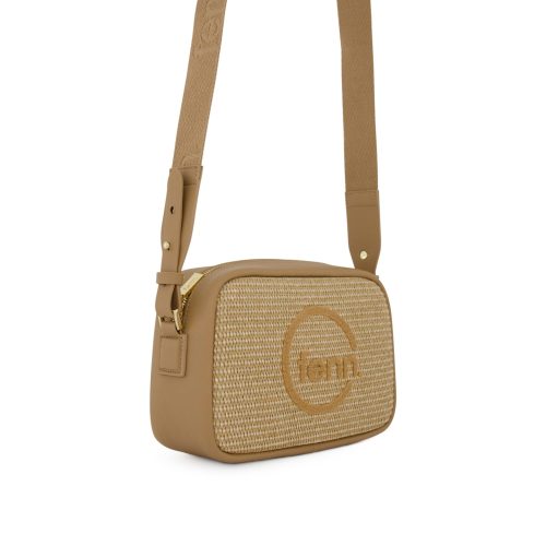 FENN CROSSBODY WEAVE WOOD COFFEE LIGHT /GOLD