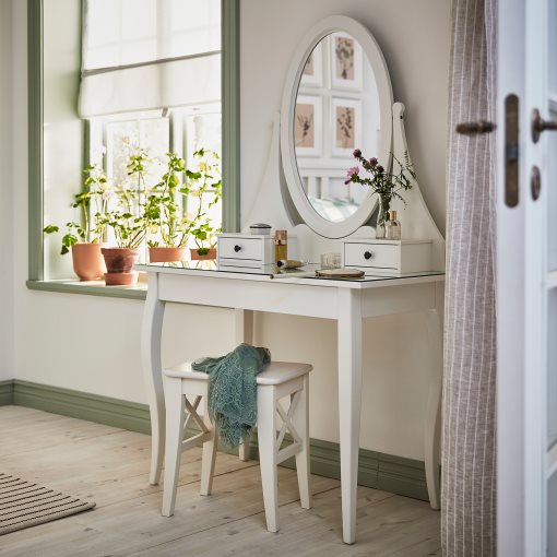 IKEA HEMNES DRESSING TABLE WITH MIRROR, WHITE 100X50CM