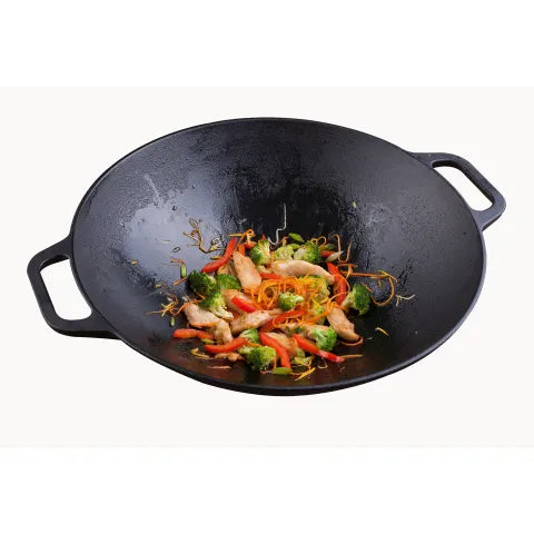 VICTORIA 36CM CAST IRON WOK WITH HANDLE , ENAMEL