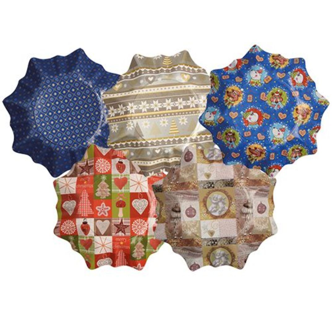 CHRISTMAS PLATE STAR CARDBOARD 28CM DESIGNS MAY VARY