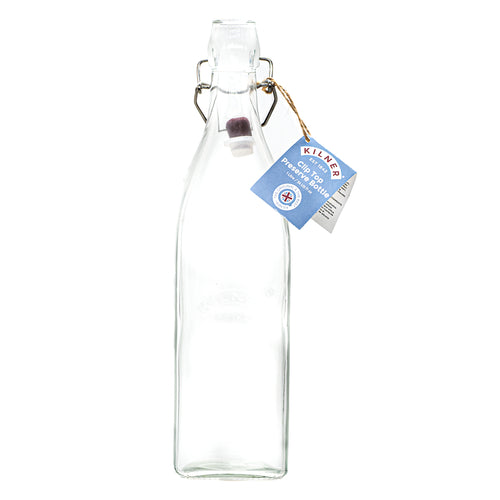 KILNER CLIP TOP SQUARE BOTTLE 1L