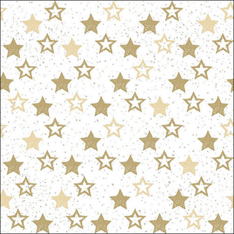 XMAS NAPKINS 33X33 STARS ALL OVER GOLD