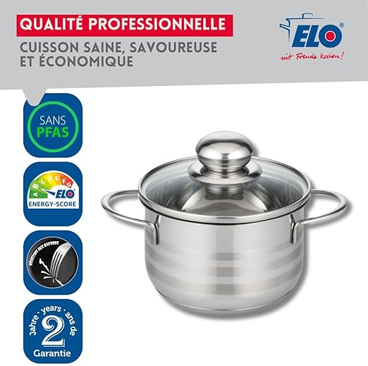 ELO COOKPOT 14CM WITH GLASS LID BRILLIANT