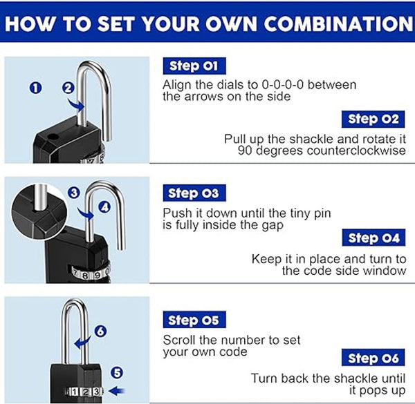 TRAVEL QUIP PADLOCK 3 DIGIT COMBO BLACK