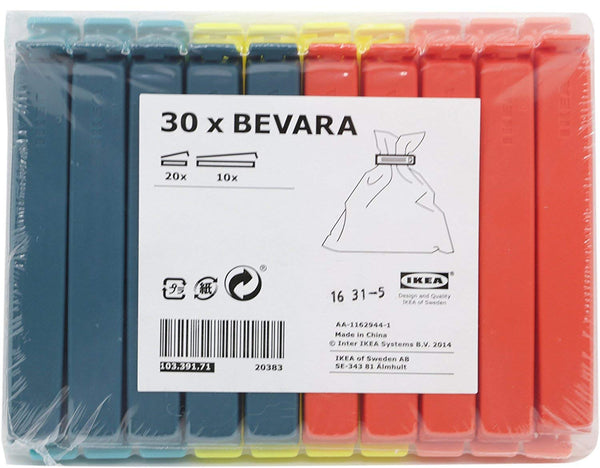 IKEA BEVARA SEALING CLIP SET OF 30 MIXED