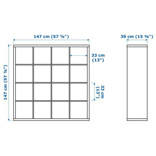 IKEA KALLAX 4X4, 147X147CM , WHITE STAINED OAK EFFECT