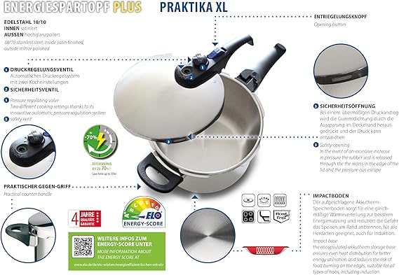ELO PRESSURE COOKER 5PCE PRAKTIKA PLUS XL
