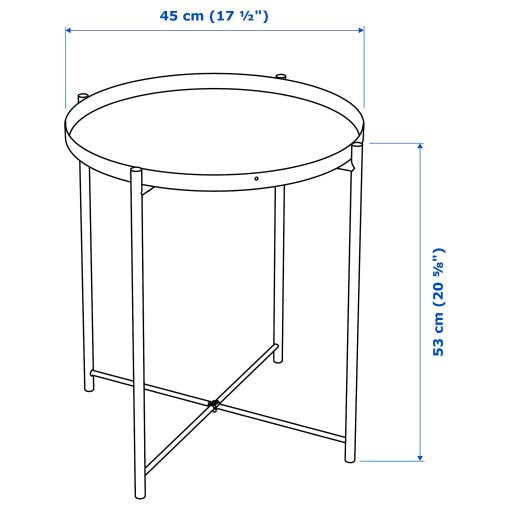 IKEA GLADOM TRAY TABLE BLACK 45X53CM