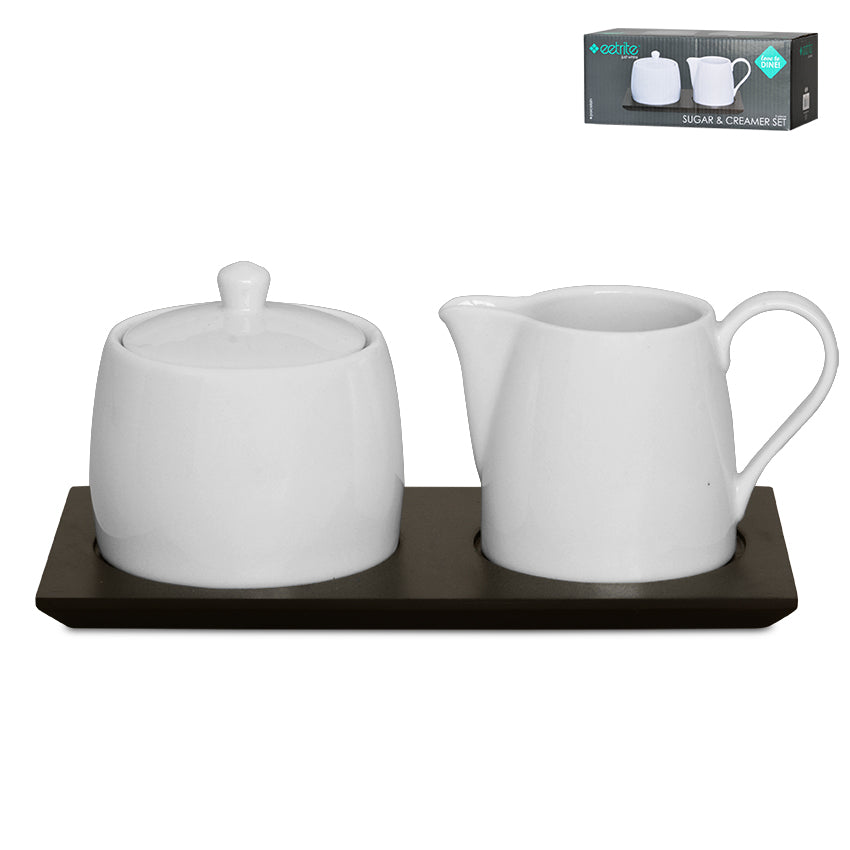 EETRITE JUST WHITE SUGAR & CREAMER SET ON TRAY