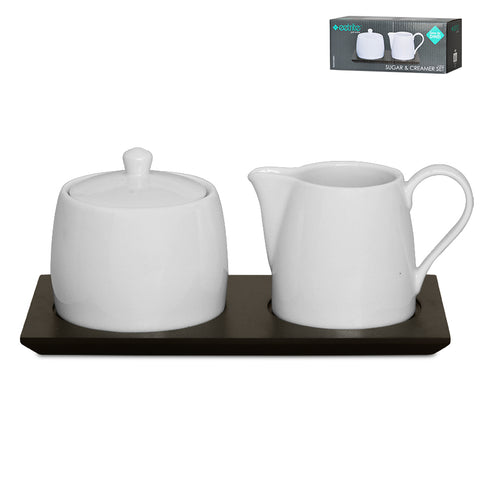 EETRITE JUST WHITE SUGAR & CREAMER SET ON TRAY