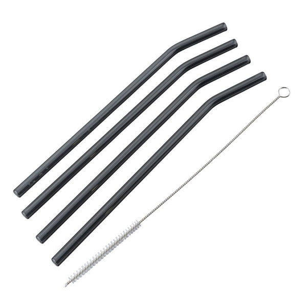 FACKEMANN 4 GLASS DRINK STRAW CURV GREY