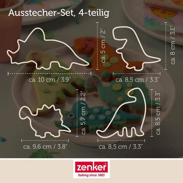 ZENKER 4 COOKIE CUTTER LINZER DINO