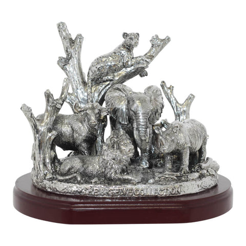 SILVER BIG FIVE ON PLINTH 18X16cm