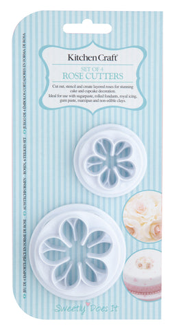 KITCHENCRAFT SDI FONDANT PLUNGER CUTTER ROSE 4PC