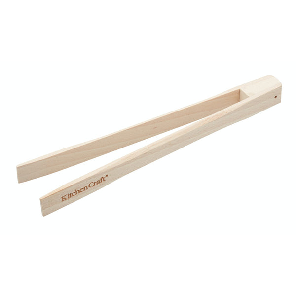 KITCHENCRAFT FOOD TONGS WITH MAGNET 25CM BEECHWOOD