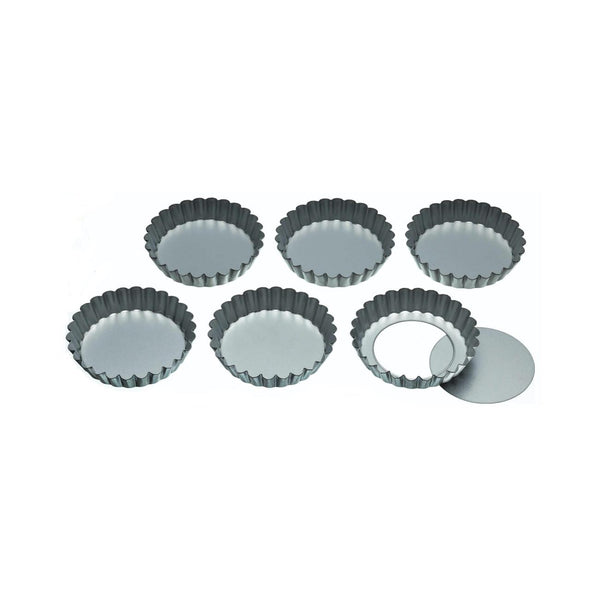 KITCHEN CRAFT TART TINS LOOSE BASE 10CM 6PK