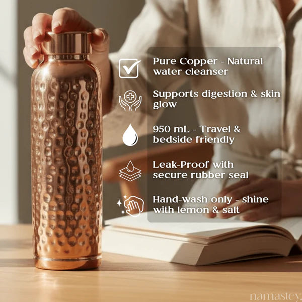 TALUKA COPPER HAMMERED WATER BOTTLE 950ML