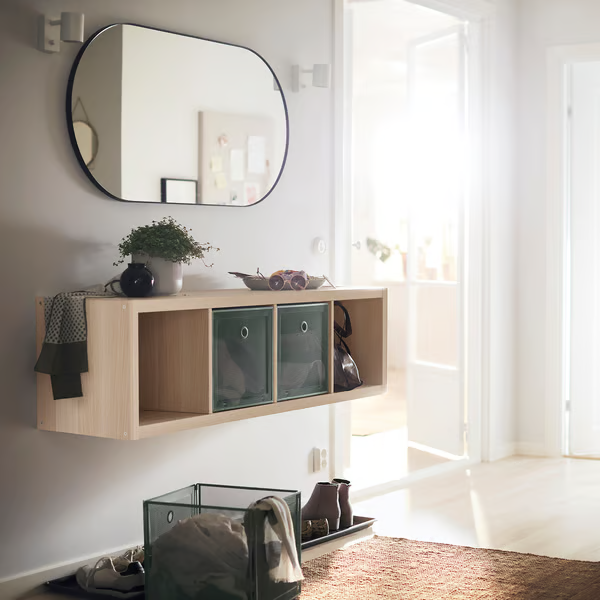 IKEA KALLAX 1X4, 42X147CM, WHITE STAINED OAK EFFECT