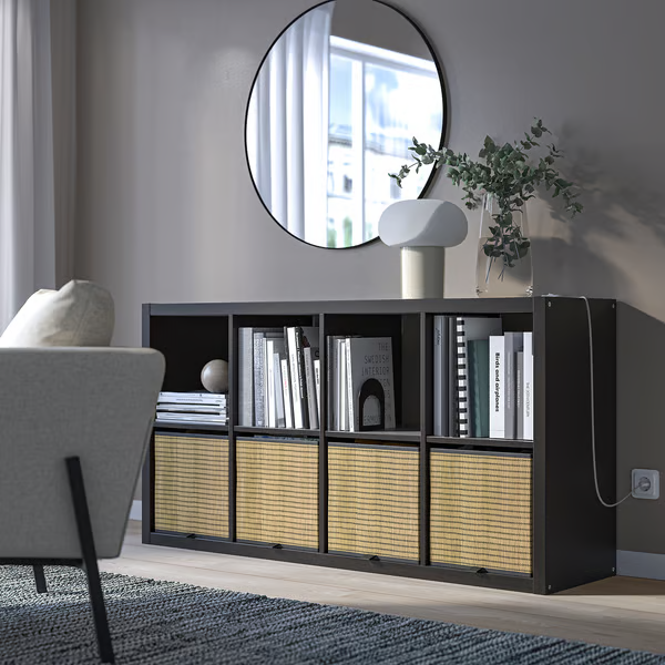 IKEA KALLAX 2X4, 77X147CM, BLACK-BROWN