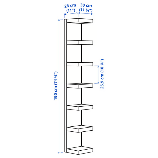 IKEA LACK WALL SHELF UNIT, WHITE 11 3/4x74 3/4 "