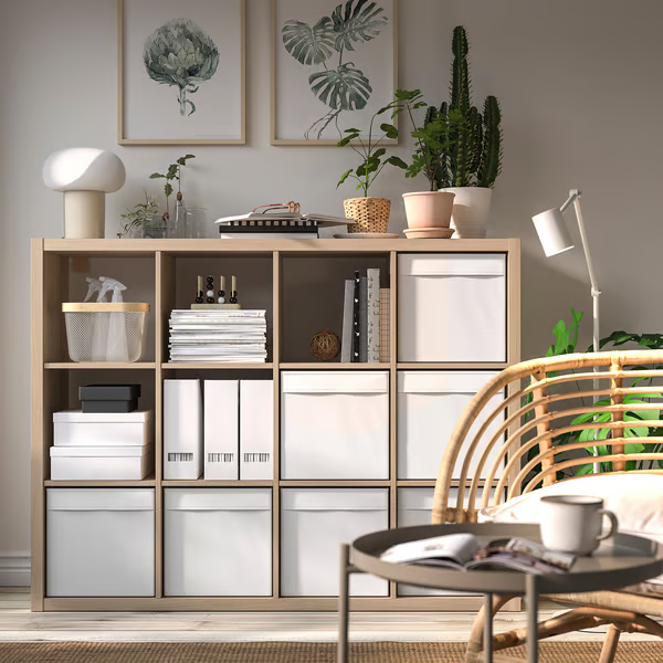 IKEA KALLAX 3X4, 112X147CM , WHITE STAINED OAK EFFECT