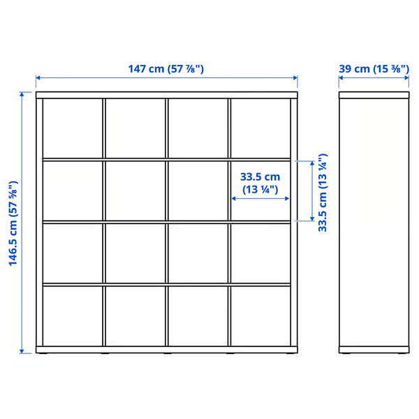 IKEA KALLAX 4X4, 147X147CM , HIGH GLOSS WHITE