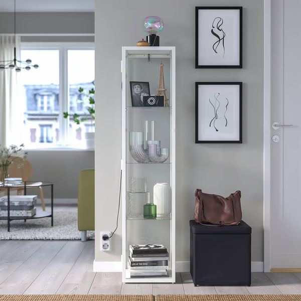 IKEA BLALIDEN GLASS-DOOR CABINET, WHITE 35 x 32 x 151 cm