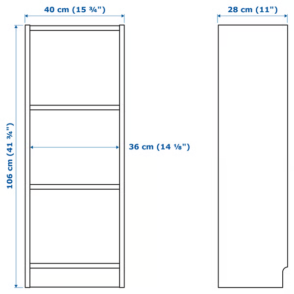 IKEA BILLY BOOKCASE 40X106CM, WHITE