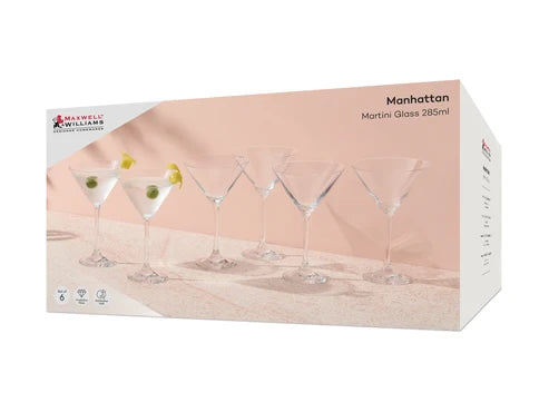 MAXWELL & WILLIAMS MANHATTAN MARTINI GLASS 285ML 6PC SET