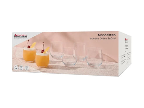 MAXWELL & WILLIAM MANHATTAN WHISKEY GLASS 6PCE 360ML