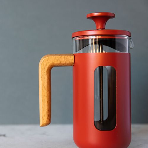 LA CAFETIERE PISA 3CUP CAFETIERE RED WOOD HANDLE