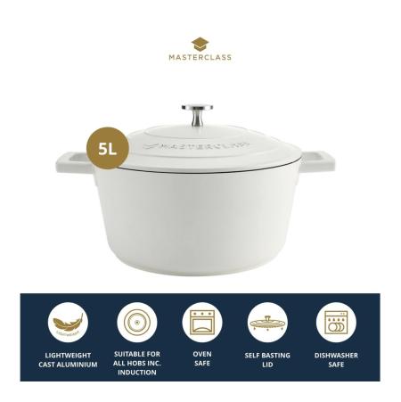 MASTERCLASS CAST ALUMINIUM CASSEROLE 5L CREAM