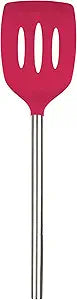 TOVOLO SILICONE SLOTTED TURNER W S/S HANDLE VIVA MAGENTA