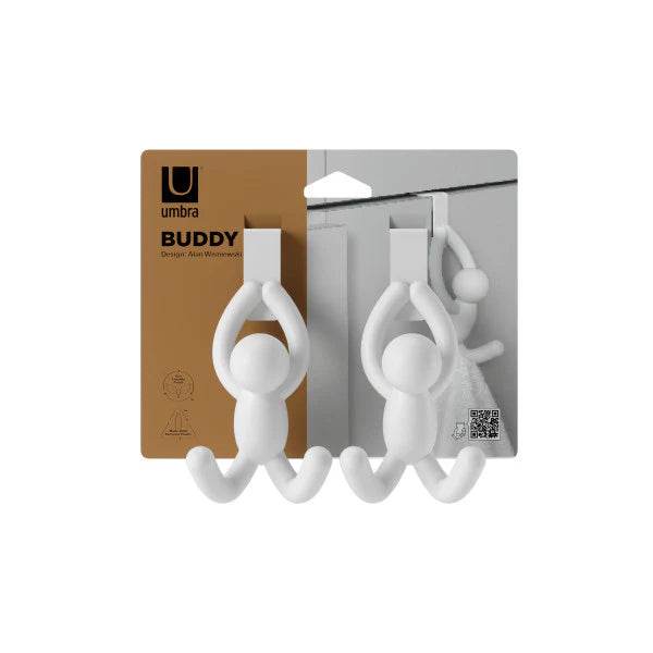 UMBRA BUDDY OVER THE CABINET HOOK WHITE SET OF 2