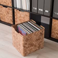 IKEA BULLIG BOX (2020) 32X35X33CM, BAMBOO/BROWN