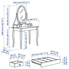 IKEA HEMNES DRESSING TABLE WITH MIRROR, WHITE 100X50CM