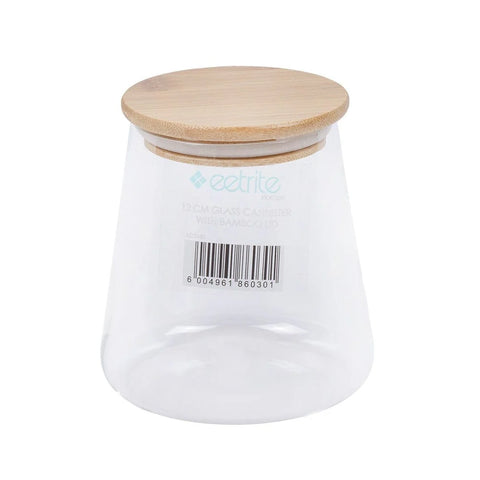 EETRITE 12CM GLASS CANISTER W BAMBOO LID