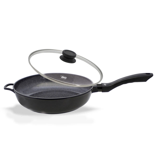 ELO DEEP FRYPAN 28CM WITH GLASS LID & HELPER HANDLE MARMORIT