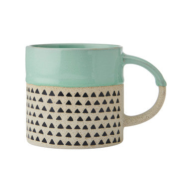 MIKASA WAX RESIST GREEN GLAZE MUG 390ML