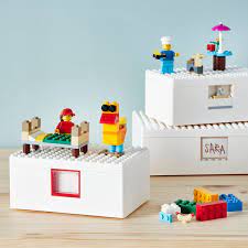 IKEA BYGGLEK LEGO BOX WITH LID SET OF 3, WHITE