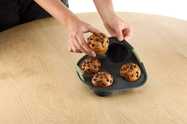 LEKUE AIR FRYER MUFFINS MOULD. 4 HOLE - GREY