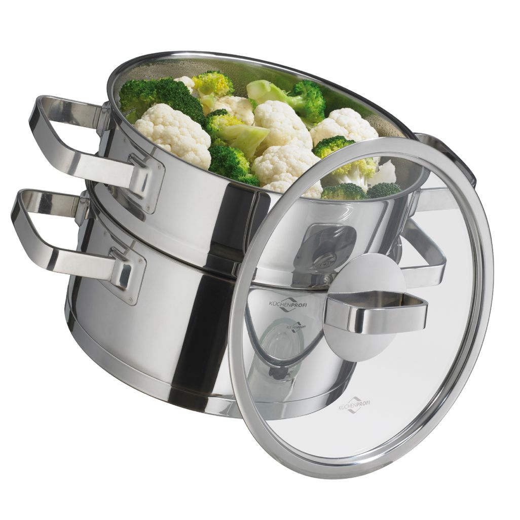 KUECHENPROFI SAN EMO POT & LID, STEAMING INSERT 20CM 3L