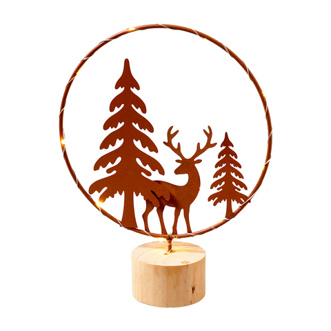 KLOCKE RING METAL/LED TANNE/HIRSCH 20X37CM