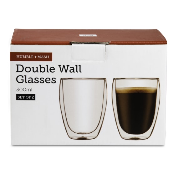 HUMBLE & MASH DOUBLE WALL GLASSES, SET OF 2 300mL