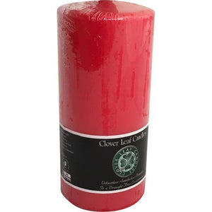 CLOVER LEAF ONE PILLAR CANDLE 6,5 X 13CM - CHINESE RED