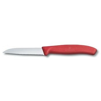 KNIFE PARING CLASSIC RED 8CM WAVY