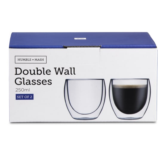 HUMBLE & MASH DOUBLE WALL CAPPUCCINO GLASSES, SET OF 2 250ml